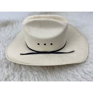 Shangtung Size 6 7/8 Cream Handwoven Straw Texas Cowboy Hat